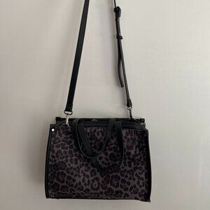 Inc International Concepts Remmey Satchel Leopard Print Crossbody - Black/Gray